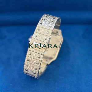 Reloj de Lujo de Acero Inoxidable Plateado con Moissanita de la Mejor Calidad, Elegante, con Movimiento Incrustado de Diamantes Genuinos, Reloj de Pulsera para Hombre - Product Image 6