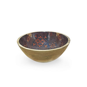 Tazón de Madera de Teca con Borde Cónico Minimalista |   Moderno Centro de Mesa Ecológico de Lujo para Ensaladas, con Diseño de Granos Orgánicos - Product Image 3