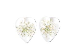 White Laceflower Real Specimen Plastic Cabochon Heart 17x21 mm Clear Flat Bottom <b>for</b> Crafts and Jewelry Making - Product Image 5