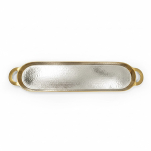 Stylish Metal Coffee Serving <b>Tray</b> With Gold Handle Silver Plated Restaurant Tabletop <b>Snacks</b> and Food Serving <b>Trays</b> - Product Image 6