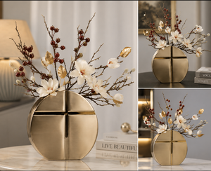 Vase à fleurs moderne en métal, centre de table décoratif géométrique, accent de décoration intérieure pour salon, salle à manger, bureau - Product Image 5