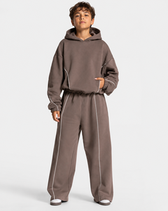 Wide Leg Jogger <b>Set</b> for Kid Boys Kids Streetwear Tracksuit Kid Boys Contrast Stripe Fleece <b>Set</b> Wholesale Kid Boys Streetwear - Product Image 1