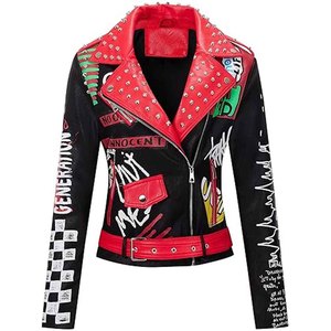 Women Studded Leather <b>Jacket</b> <b>Punk</b> Black Motorcycle Biker <b>Jacket</b> PU Genuine Leather OEM Custom Wholesale Supplier - Product Image 5