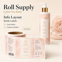 Étiquettes cosmétiques personnalisées en feuille d'or florale, autocollants imperméables avec logo personnalisé pour flacons pompe de nettoyant visage et lotion