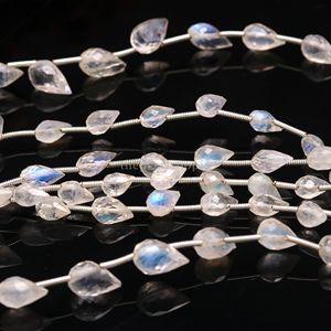 Wholesale Natural <b>Rainbow</b> Moonstone Faceted Teardrop Drop Beads 5x7MM White Moonstone Beads For Jewelry Making 8 Inch Strand - Product Image 3