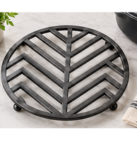 Décoration de table et accessoires, dessous de plat rond en métal, résistant à la chaleur, dessous de plat en acier inoxydable avec pieds