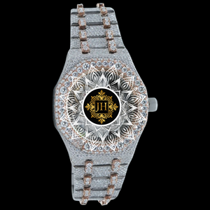 JUSTHIRA Men's Diamond Encrusted Stainless Steel Analog Quartz Moissanite Watch <b>Case</b> Luxury Hip Hop Style Gift For Him - Product Image 4