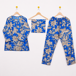Conjunto de Pijama de Algodón 100% para Mujer, Estampado Floral, Ropa de Dormir Larga, Suave y Transpirable - Product Image 1