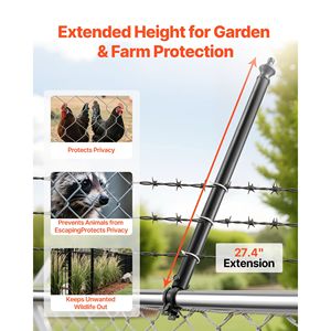 Galvanized Post <b>Extender</b> 1.3\" 1.5\" Top Fence U Bracket 9 Packs 27.4\" Height <b>Chain</b> Link Fence Extensions Garden Supplies - Product Image 2