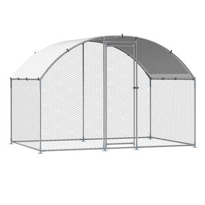 Grande Pollaio in Metallo 9.8x6.5x6.5ft con Tetto a Cupola, Recinto per Galline con Chiusura di Sicurezza, Gabbia per Animali - Product Image 1