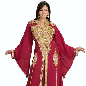 Dubai Muslim Eid Ramadan Islamic Abaya <b>Kaftan</b> Jubbah for Women Long Sleeves Floor Length <b>Plus</b> <b>Size</b> Hand Beaded - Product Image 1