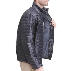 Blouson matelassé coupe-vent et imperméable à capuche, couleur unie, patchwork géométrique sur le devant, éco-responsable, chaud pour l'hiver, fermeture éclair, style streetwear - Product Image 2
