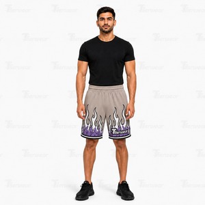 Shorts en maille sublimée personnalisés pour hommes, vente en gros, basketball, gym, entraînement, athlétisme, course à pied, vêtements de sport, séchage rapide, respirant, polyester - Product Image 2