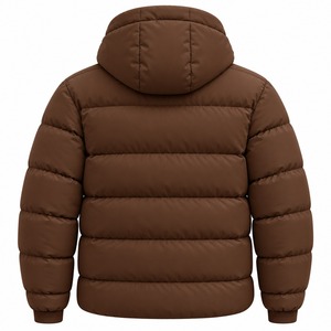 Blouson matelassé à capuche pour homme marron, en duvet respirant et imperméable, longueur standard - Product Image 4