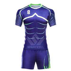 Conjunto de Camiseta de Rugby Sublimada para Hombre, Morado y Verde, Número 8, Corte Atlético, Manga Corta, Absorbe la Humedad, Transpirable, para Todas las Temporadas, Adulto - Product Image 4