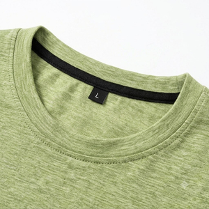 Blank Men's Formal Knitted T-shirts <b>100</b>% <b>Polyester</b> Performance O Neck Wholesale <b>Yarn</b> Dyed Short Sleeve Loose Fit Moisture - Product Image 5