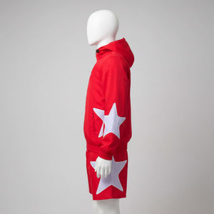 Ensembles thermiques d'été grande taille pour hommes, deux pièces, personnalisés, avec sweat à capuche zippé réfléchissant, coupe-vent imprimé, short de sport et veste de survêtement - Product Image 2