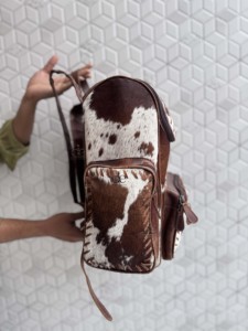 Wholesale Custom Cowhide Leather <b>Backpack</b> Real Leather Stylish <b>Backpack</b> <b>School</b> Bags Unisex Unique Multiple Pockets Designer Bag - Product Image 2