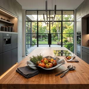 Plato de Madera de Teca Sólida de Grado Alimenticio, Tazón Ondulado Martillado con Textura Oscura en Forma de Flor, Vajilla Premium Hecha a Mano para Servir la Cena - Product Image 4