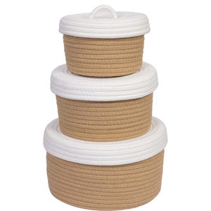Juego de 3 Cestas de Cuerda de Algodón con Tapa Elegante, Contenedor de Almacenamiento Hecho a Mano para Celebraciones del Ramadán, Juguetes y Decoración del Hogar - Product Image 6