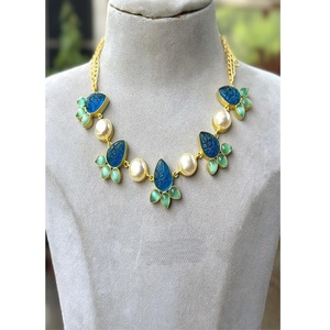 Hermoso Juego de Collar y Aretes Chapados en Oro de Primera Calidad, Joyería de Moda para Mujer, Regalo de Boda - Product Image 1