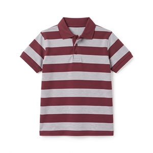 Camiseta Polo a Rayas de Dos Colores Personalizada para Niños, Tops Informales Unisex de Manga Corta, Ropa Casual para Niños al por Mayor - Product Image 4