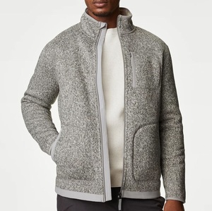 Chaqueta de Forro Polar con Cierre y Cuello Alto para Hombre, Casual, Resistente al Viento, de Color Sólido, Tejida, Corte Regular, para Otoño - Product Image 1