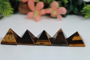 Pirámide de cristal Pirámide de ojo de tigre natural Piedra natural Piedras preciosas Curación Ágata Pirámides Mayorista - Product Image 5