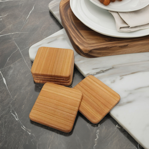 High Quality 6-Piece Wooden <b>Coaster</b> Set Glass Top <b>Drinking</b> <b>Coasters</b> for Home Hotel Restaurant Table Decoration for Kitchen Use - Product Image 4