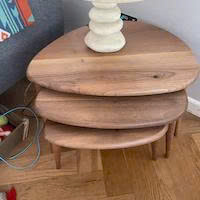 Juego de 3 mesas de centro de madera estilo Mid-Century Modern para sala de estar - Product Image 3