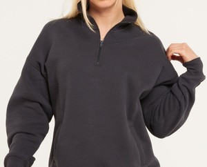 Sweat-shirts et sweats à capuche pour femmes de haute qualité, fabriqués sur mesure, demi-zip, manches longues, broderie, polaire, prix de gros direct usine - Product Image 4