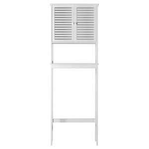 Mobiletto da Bagno FCH Bianco a 2 Ante e 1 Ripiano in Bambù, Scaffale per Stoccaggio in Bagno - Product Image 5