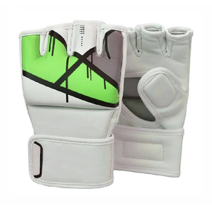 Gants d'entraînement sans doigts en cuir PU blanc avec fermeture Velcro au poignet pour les arts martiaux, unisexe - Product Image 3