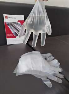ผลิตถุงมือ HDPE ขายตรงการแปรรูปอาหารการตรวจทางการแพทย์แป้งฟรีถุงมือใสแบบใช้แล้วทิ้ง