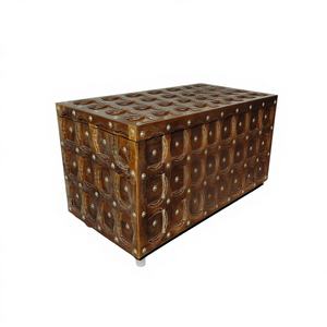 Hand Carved Solid Wood <b>Vintage</b> Farmhouse Style <b>Storage</b> <b>Trunk</b> & Blanket Chest-Durable Nomad Heritage Wooden <b>Trunk</b> - Product Image 3