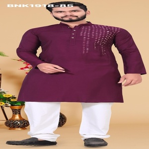 Best Quality Premium Viscose with One-Side Mirror-work Full-Sleeve Long <b>Kurta</b>-Semi Cotton Payjama Collection Supplier from India - Product Image 1