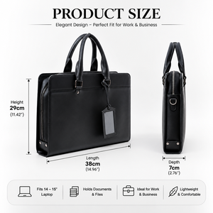 Maletín para Portátil de Cuero Genuino Negro, Gran Capacidad, Estilo Vintage de Lujo, con Cierre Impermeable, para Viajes de Negocios - Product Image 2