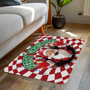 Alfombra de Felpa Navideña Antideslizante para Baño, Decoración Navideña para el Hogar, Diseño de Santa Claus y Árbol de Navidad - Product Image 4