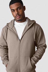 Sudadera con Capucha y Cierre para Hombre, Color Beige, Corte Regular, Color Sólido, Informal, Felpa Francesa, 100% Algodón, Transpirable, Ecológica, 300g, Invierno - Product Image 3