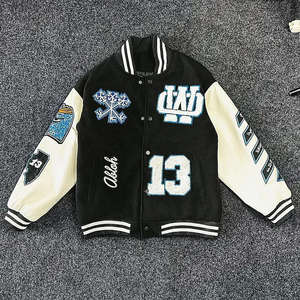 Chaqueta Varsity de Lana con Bordado de Grafiti Urbano para Hombre, Resistente al Viento, con Detalles en Piel de Vaca - Product Image 6