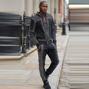 Wholesale <b>Rhinestone</b> Sweatsuits Women Stand Collar Zipper <b>Rhinestone</b> <b>Jacket</b> Jogger Pants Set Street <b>Rhinestone</b> Tracksuits Womens - Product Image 1