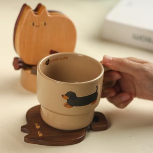 ชุดจานรองแก้วไม้รูปแมวน่ารัก ป้องกันรอยน้ำและสิ่งของหกเลอะเทอะ ใช้ได้ทั้งเครื่องดื่มร้อนและเย็น - Product Image 3