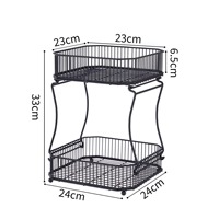En promotion : Panier de rangement en fil métallique pour fruits, forme ronde, pour comptoir de cuisine, support multifonctionnel pour bananes à trois niveaux