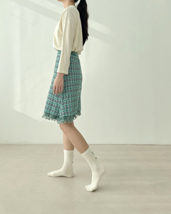 Calcetines de Algodón Tejido para Mujer, Color Blanco y Verde, Transpirables, para Uso Diario, Temporada de Primavera, Ajuste Regular - Product Image 2
