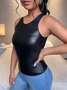 Top sin mangas de piel sintética para mujer, ajustado, sin mangas, suministro del fabricante al por mayor - Product Image 3