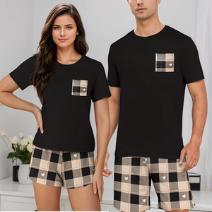Men/Women Couple Style Thermal Knitted Eco-Friendly Breathable Loungewear Set Tank Top Shorts Plus Size 100% Cotton 1 Top +1 - Product Image 1