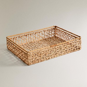 Best selling handweave rattan <b>tea</b> <b>tray</b> kitchen accessory natural storage <b>trays</b> for serving - Product Image 5