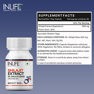 Capsules d'extrait de Shilajit 500mg, extrait de résine himalayenne Shodhit, 60 capsules végétariennes, soutien énergétique et d'endurance - Product Image 2