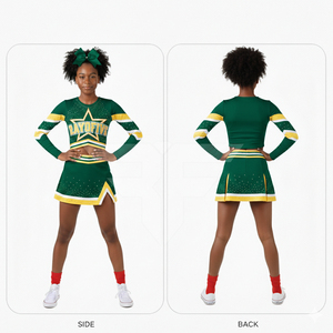 Uniforme de Animadoras Personalizado a Precio de Fábrica, con Pedrería Brillante, Logotipo Impreso de Alta Calidad, Spandex Transpirable, Servicio OEM - Product Image 4