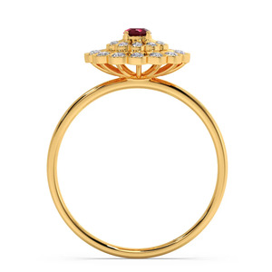 <b>Green</b> Color Stone Bloom Halo Diamond <b>Ring</b> - Product Image 2